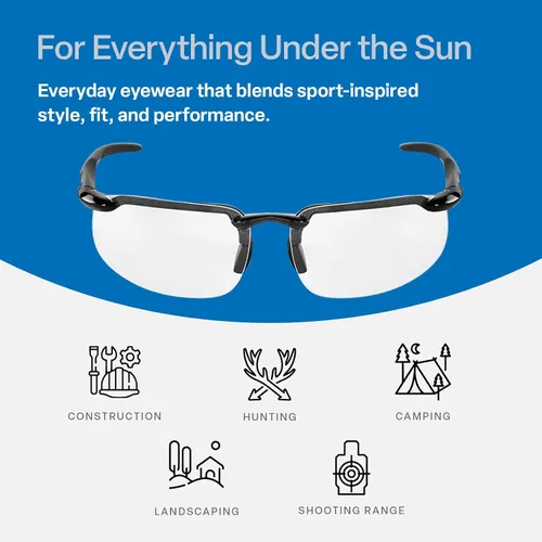 Miniatura 7 de Bullhead Safety Eyewear Swordfish Gafas - Antiempañamiento, ligeras, resistentes a impactos y arañazos, bloqueo UV, gafas de sol para caza/tiro