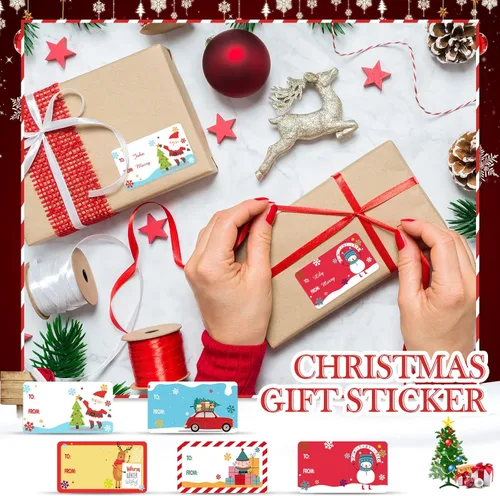 Miniatura 2 de Outus 500 etiquetas de Navidad, etiquetas autoadhesivas de regalo para regalos de Navidad, etiquetas de nombre de Navidad, etiquetas para papel