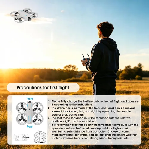 Miniatura 8 de dron con cámara 4K para principiantes adultos, cuadricóptero RC con retención de altitud, despegue/aterrizaje con una tecla, seguimiento automático