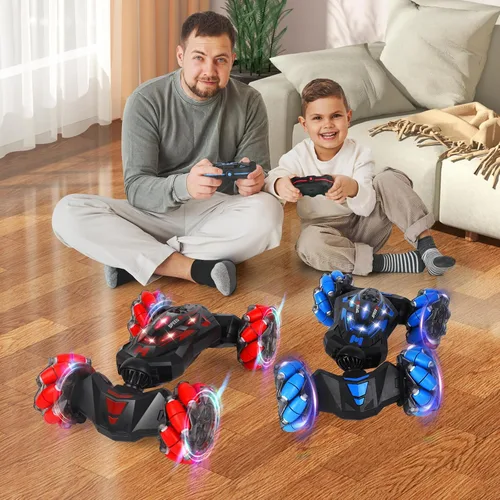 Miniatura 7 de Auto de acrobacias RC, auto de juguete con control remoto de 2.4 GHz, 4WD, con sensor de gestos, vehículos de doble cara, vehículo todo terreno que