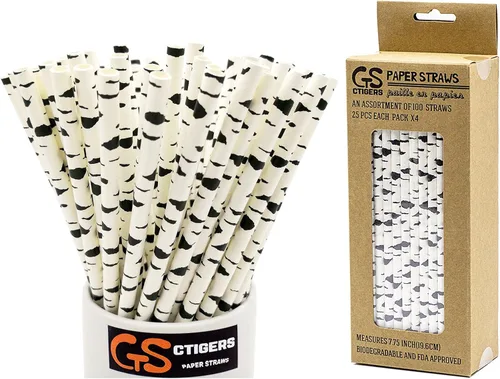 Miniatura 8 de Pajitas de papel biodegradables con estampado de bambú para caja de fiesta de 100