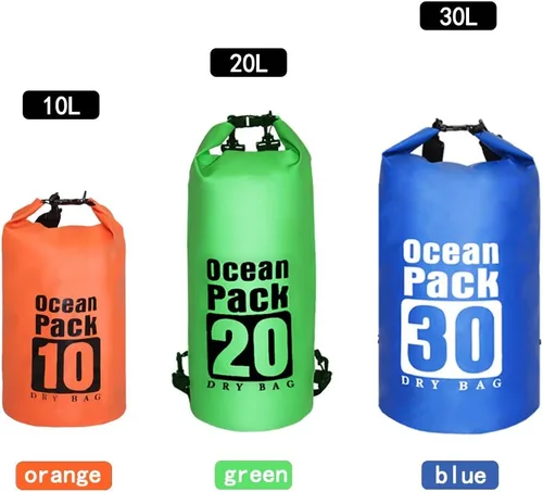 Miniatura 3 de Bolsa seca impermeable con correa desmontable ajustable de 10 l/20 l/30 l, bolsa superior enrollable mantiene el equipo seco para kayak, canotaje