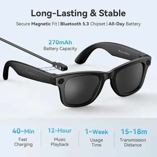 Miniatura 8 de AI Smart Glasses for Men Women with Camera,8MP 2K HD Camera Glasses,AI Voice Control and Translation,Smart Anti-Blue Light Glasses with Bluetooth