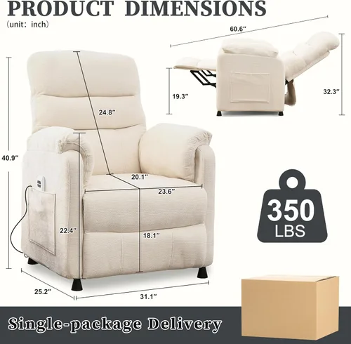 Miniatura 2 de Holaki Silla reclinable eléctrica, silla reclinable eléctrica de chenilla, sillas de sala de estar, silla de lectura, asiento de cine en casa