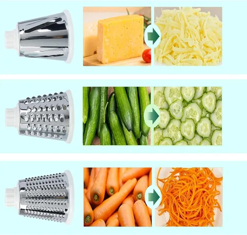 Miniatura 7 de Rallador de Queso Multifunción Rotativo con Manivela Manual – Rallador de Queso Ralla, Rebana, Pica sin Esfuerzo. Aplicable para Queso, Verduras