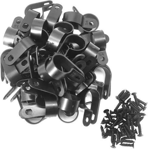 Miniatura 16 de Abrazadera para cable tipo R, abrazadera de cable de 1/2 pulgada, clips de sujeción de cable de montaje de tornillo de nailon con tornillos