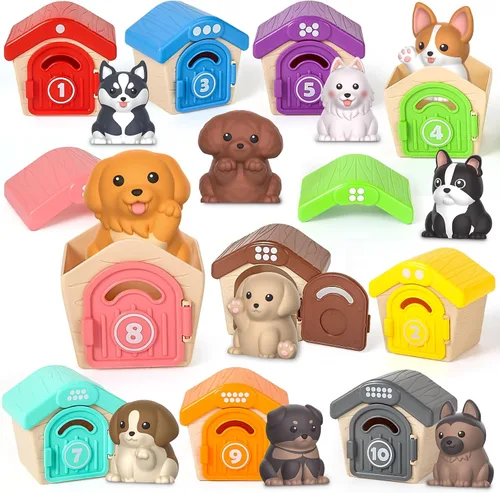 Miniatura 10 de Juguete de aprendizaje para niños pequeños de 1, 2, 3 años, juguetes sensoriales educativos Montessori para contar, combinar y clasificar, 10