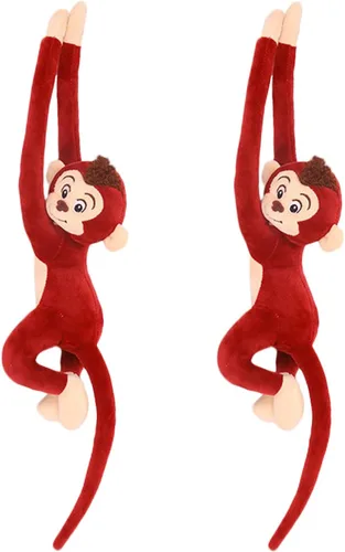 Miniatura 8 de zhidiloveyou 2 piezas de mono de peluche colgante de peluche lindo mono de juguete para niños adultos, 27.6 pulgadas Marrón oscuro+marrón claro