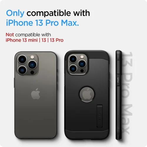 Miniatura 3 de Spigen Tough Armor [tecnología de protección extrema] diseñada para iPhone 13 Pro Max Case (2021) - Negro