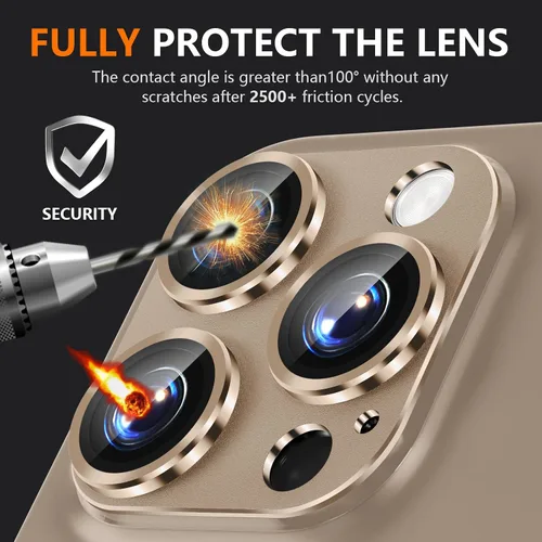 Miniatura 6 de Suoman Protector de lente de cámara para iPhone 16 Pro Max /16 Pro, película de vidrio templado de dureza 9H, destello sin obstrucciones, cubierta
