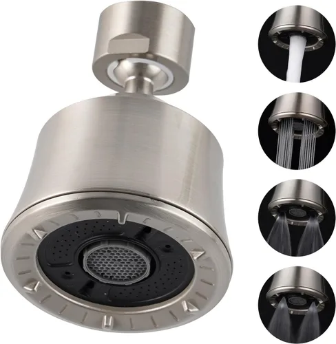 Miniatura 13 de iFealClear Cabezal de Grifo de Fregadero de Cocina, Cabezal Rociador Giratorio de 360 Grados con 4 Modos de Pulverización, Adaptador Aireador