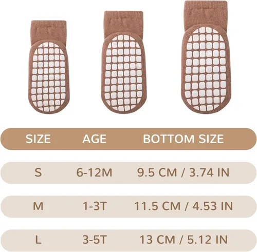 Miniatura 4 de BOOPH Calcetines antideslizantes para niños pequeños, 5 pares