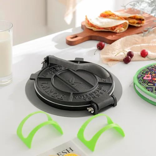 Miniatura 6 de Movaluxe® Prensa de tortilla de hierro fundido de 8 pulgadas GRANDE - Máquina para hacer maíz y harina Roti Prensador de tortillera resistente. Con