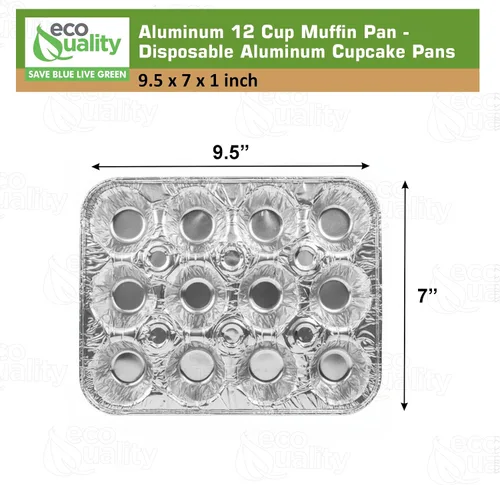 Miniatura 3 de Molde de aluminio para magdalenas de 12 tazas – Moldes desechables de aluminio para magdalenas – Estaño para magdalenas ideal para hornear cupcakes