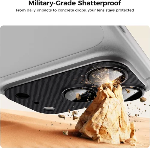 Miniatura 5 de BENKS ArmorWarrior - Protector de lente de cámara para iPhone 17 Pro, vidrio templado recubierto de AR con fibra de aramida, resistente a