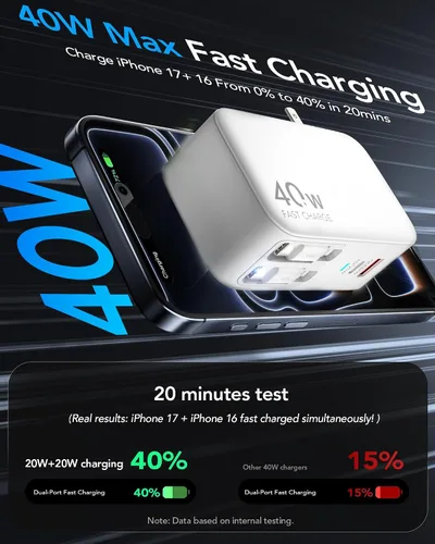 Miniatura 5 de Cargador de pared retráctil 4 en 1 para iPhone 17 USB C, multipuerto de ladrillo esencial de viaje, iluminación de 3 pies + cables tipo C, bloque