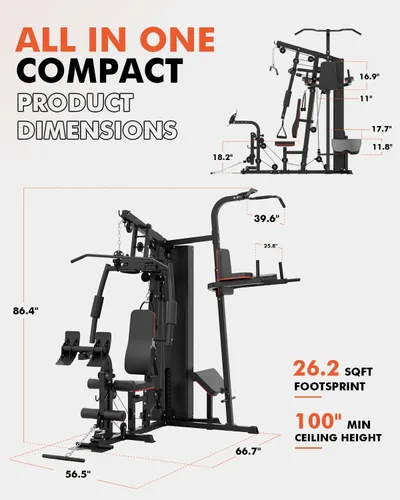 Miniatura 6 de Mikolo Home Gym, Workout Station with 150LBS Weight Stack, Multifunctional Home Gym Equipment, Exercise Equipment for Full Body Strength Training