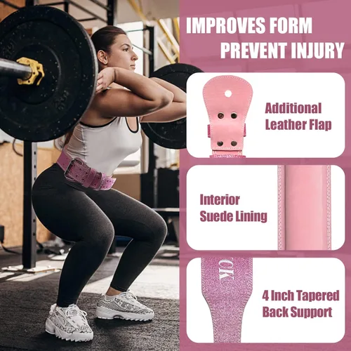Miniatura 4 de Jaffick Cinturón de levantamiento de pesas para mujer, cinturones de cuero para gimnasio, cintura baja, soporte de espalda para mujeres y hombres