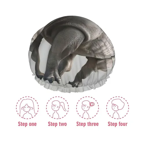 Miniatura 7 de Animal Rhino Print Shower Cap,Elastic And Reusable Bath Hair Hat For Long Hair,Large Waterproof Shower Bonnet,For Women Men Kids