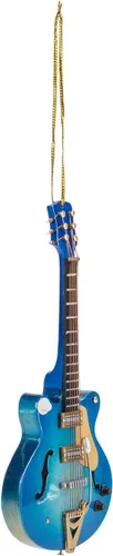 Miniatura 3 de Broadway Gift Co - Guitarra eléctrica azul marino de 5 pulgadas, adorno colgante de madera con caja de regalo roja