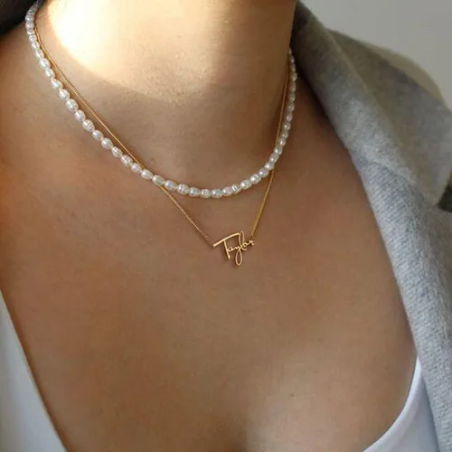 Miniatura 7 de LUCA SMITH Collar de letra para mujer, dije de letra dorada, 5