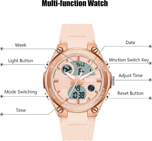 Miniatura 3 de RORIOS Reloj deportivo para hombre, relojes digitales con alarma, relojes de pulsera luminosos, multifunción, reloj militar para niños y hombres