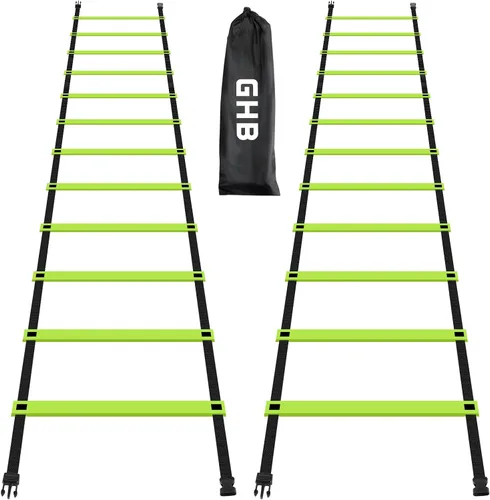 GHB Pro Agility Ladder Agility Training Ladder Speed 12 Rung 20ft with Carrying Bag verde-2 por paquete
