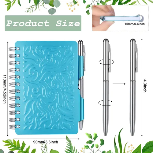 Miniatura 2 de Zonon Cuaderno organizador de contraseñas portátil de 2 piezas con bolígrafo, mandala encuadernado en espiral (amarillo claro, azul claro)