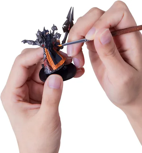 Miniatura 4 de Transon Pinceles de pintura para detalles pequeños, 7 piezas para pintura de modelos, acrílico, gouache, aceite, témpera y pintura facial