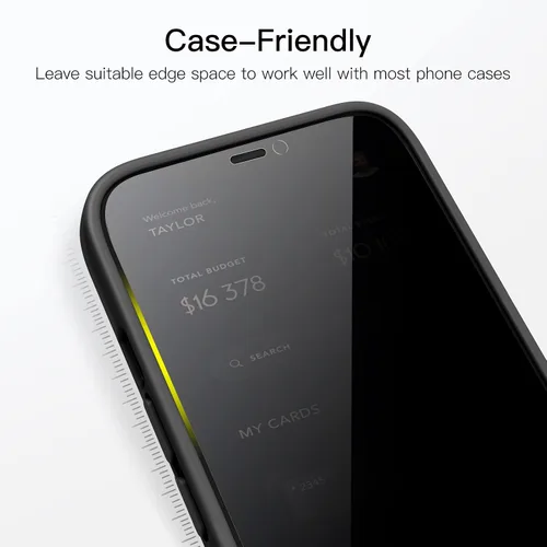 Miniatura 7 de JETech Protector de pantalla de cobertura completa de privacidad para iPhone 12 Pro Max de 6.7 pulgadas, película de vidrio templado antiespía