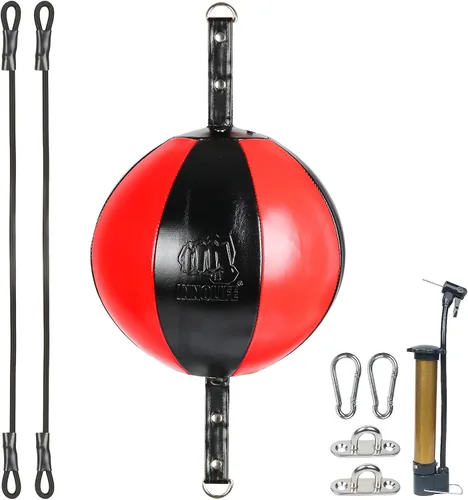 Miniatura 8 de InnoLife Kit de saco de boxeo de doble extremo con bola de perforación, kit de reacción de velocidad con cordones elásticos, perfecto