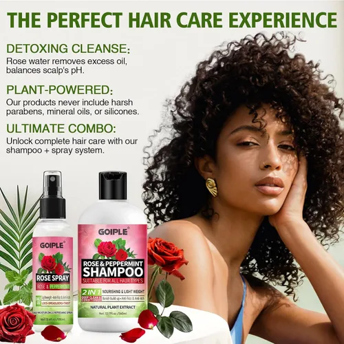 Miniatura 3 de Champú y acondicionador 2 en 1 para todo tipo de rastas y peinados, brillo y ligero; agua de rosas para cabello Loc Spray hidratante refrescante