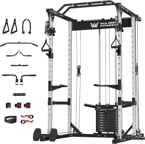 Miniatura 18 de MAJOR FITNESS Drone1 Power Cage - Rack de potencia multifunción para gimnasio en casa, estante para sentadillas, sistema de cruce de cables