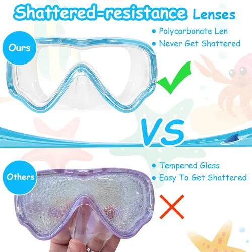 Miniatura 7 de Vvinca Kids-Goggles with Nose Cover, Diving Mask Elastic Fabric Strap Anti Fog Anti Shattered Lens for Kids Swim Goggles 3-14 02-verde y azul marino