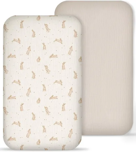 Miniatura 10 de Sábana de moisés para bebé niño y niña, sábanas ajustadas para colchón de moisés rectangular, ovalado, de reloj de arena, sábanas de cesta de Moisés