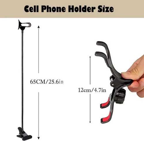 Miniatura 4 de Selfdee Soporte para teléfono celular, soporte de pereza, rotación de 360 grados, soporte universal con brazos largos flexibles, montaje en clip