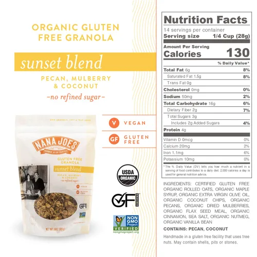Miniatura 4 de Nana Joes Granola Sunset Blend Nuez, morera y coco Hecho a mano sin gluten, vegano, saludable, a base de plantas, orgánico, sin azúcar refinado