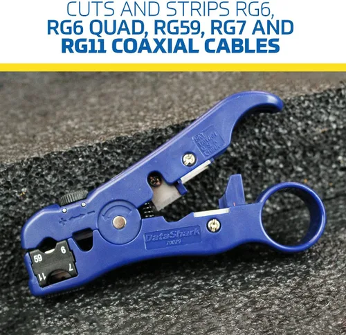 Miniatura 5 de DataShark 70029 Cortador-Pelador Universal para Cable TV/UTP Plano o Redondo Cat5 Cat5e Cat6 RG6 Quad RG59 RG7 RG11 (Grado Profesional)