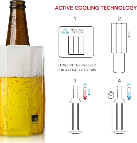 Miniatura 2 de Vacu Vin Enfriador de cerveza activo - Funda enfriadora de cerveza y bebidas (0,3-0,5 l) - Enfría rápidamente las bebidas y las mantiene frías