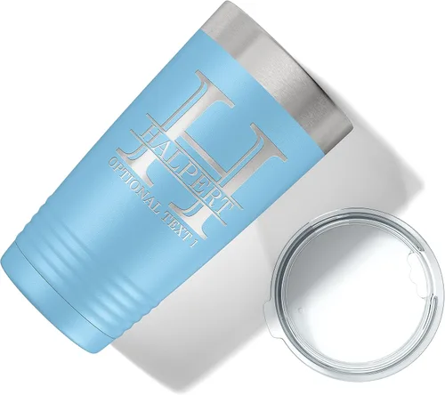 Miniatura 7 de Vaso de acero inoxidable aislado con tapa, grabado personalizado, de 20 onzas (17 colores), con recubrimiento en polvo, idea de regalo grabada