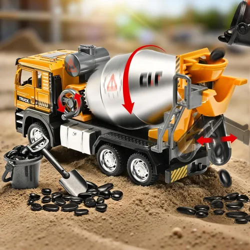 Miniatura 3 de Camiones Mezclador de Cemento para Niños, Camión Mezclador de Cemento de Juguete de Metal con Cabina de Diecast, Camiones Mezcladores de Juguete