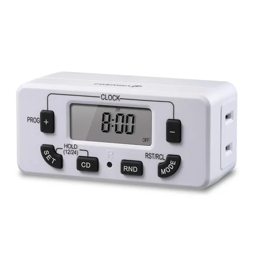 Miniatura 17 de Fosmon Temporizador de cuenta regresiva enchufable de doble salida, temporizador de luz interior para tomas de corriente, 15-30 minutos, ajustes