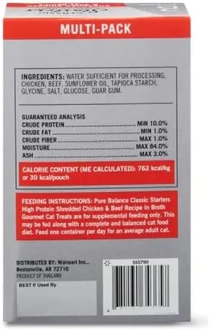 Miniatura 3 de Pure Balance Classic Starters - Golosinas gourmet para gatos, pollo rallado y carne de res en caldo, 1.4 onzas, paquete de 5