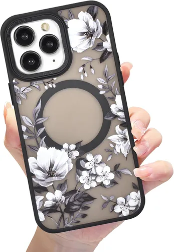 Miniatura 64 de Compatible con el teléfono 13 Pro - Funda magnética mate translúcida, de lujo, a prueba de golpes, magnética y con bonito patrón de flores, carcasa