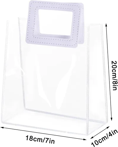 Miniatura 2 de Yolyoo Paquete de 15 bolsas de regalo transparentes con asas blancas, bolsas de plástico de PVC transparentes para envolver regalos, bolsas
