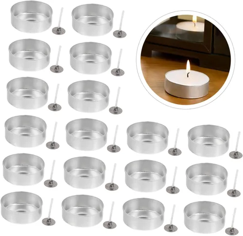 Miniatura 6 de EXCEART Juego de 100 velas de aluminio para decoración de velas, contenedor de caja de aperitivos, kits de adornos caseros, estuche de mecha