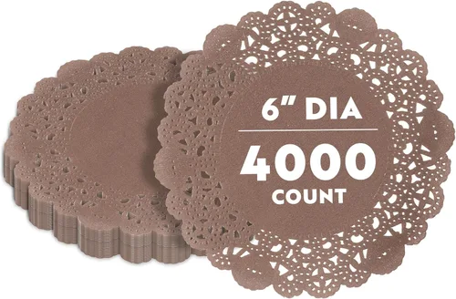 Miniatura 67 de Restaurantware Pastry Tek Blondas de Encaje de 4 x 4 Pulgadas 100 Vajilla Decorativa - Blondas de Mesa Desechables Redondas de Papel Negro