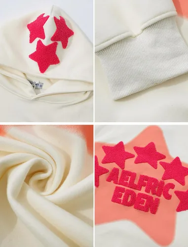 Miniatura 5 de Aelfric Eden Sudaderas con capucha para mujer, con estampado de estrellas rosadas, unisex, de gran tamaño, manga larga, bolsillo