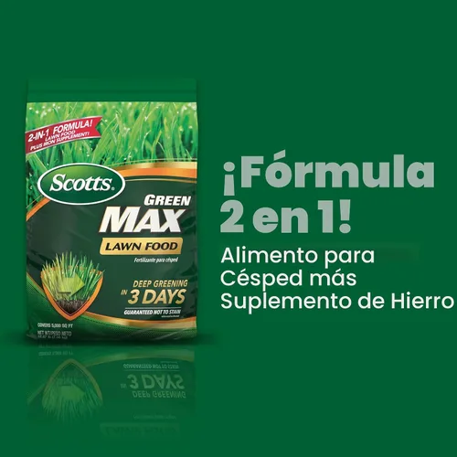 Miniatura 3 de Scotts Green Max Lawn Food, fertilizante para césped y suplemento de hierro para césped más verde, 10,000 pies cuadrados, 33.33 libras.