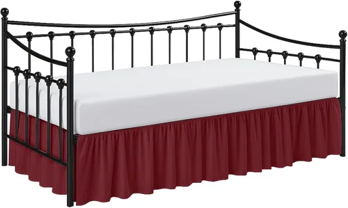 Miniatura 11 de Cottington Lane Falda para Cama Nido con Esquinas Divididas Tamaño Individual Falda de Cama con Volantes Fruncidos Recolectores de Polvo Caída de 16